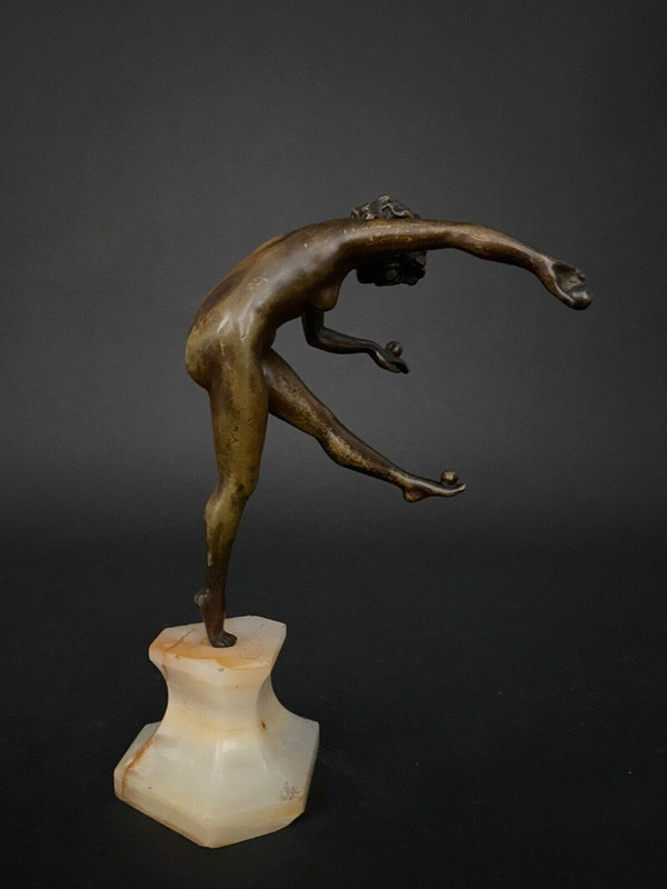 Ballerina in bronzo di Claire Jeanne Roberte Colinet Giocoliere Art Déco