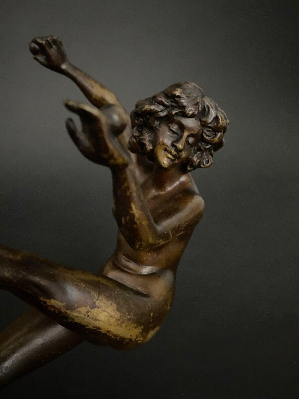 Ballerina in bronzo di Claire Jeanne Roberte Colinet Giocoliere Art Déco
