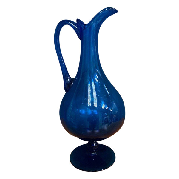 Glass pitcher blueish glass Stil Novo contemporary Italian work shower foot