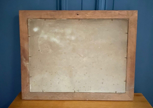 Aquarelle sur papier nature morte par Varnier cadre en bois naturel XXe