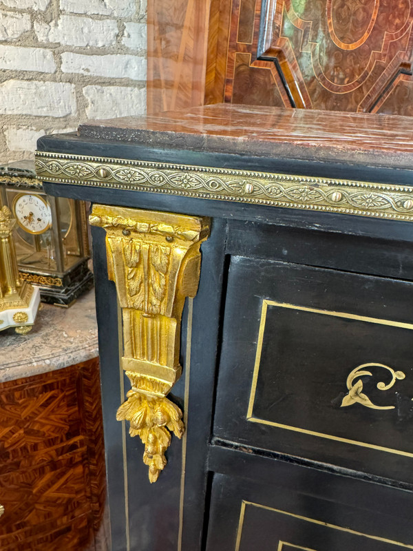 SECRETAIRE NAPOLEON III - XIXème en bois noirci et marqueterie de laiton