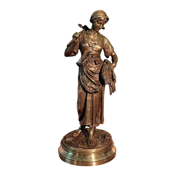 Bronze « Glaneuse » de E. Aizelin – XIXe