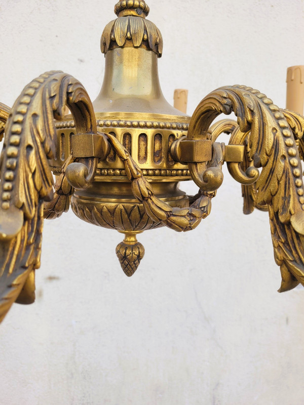 Lampadario in Bronzo in Stile Luigi XVI, XX Secolo