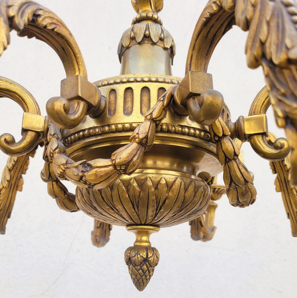 Lampadario in Bronzo in Stile Luigi XVI, XX Secolo