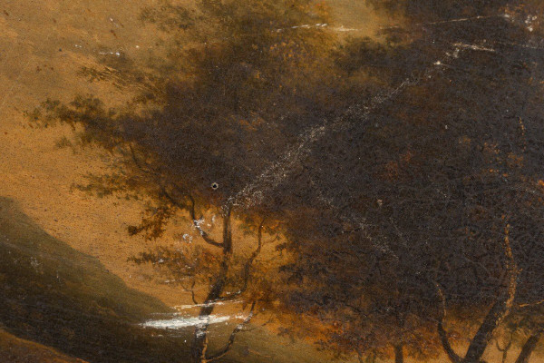 Olio su tavola Cornice sottobosco del periodo del Restauro con palmette