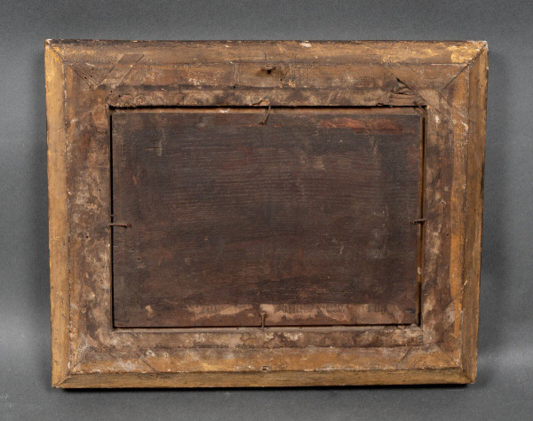 Olio su tavola Cornice sottobosco del periodo del Restauro con palmette