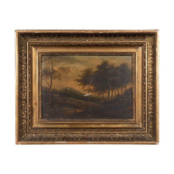 Olio su tavola Cornice sottobosco del periodo del Restauro con palmette