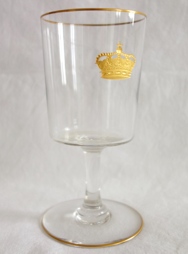 6-piece glassware set in engraved & gilded Baccarat crystal, royal crown, paper label