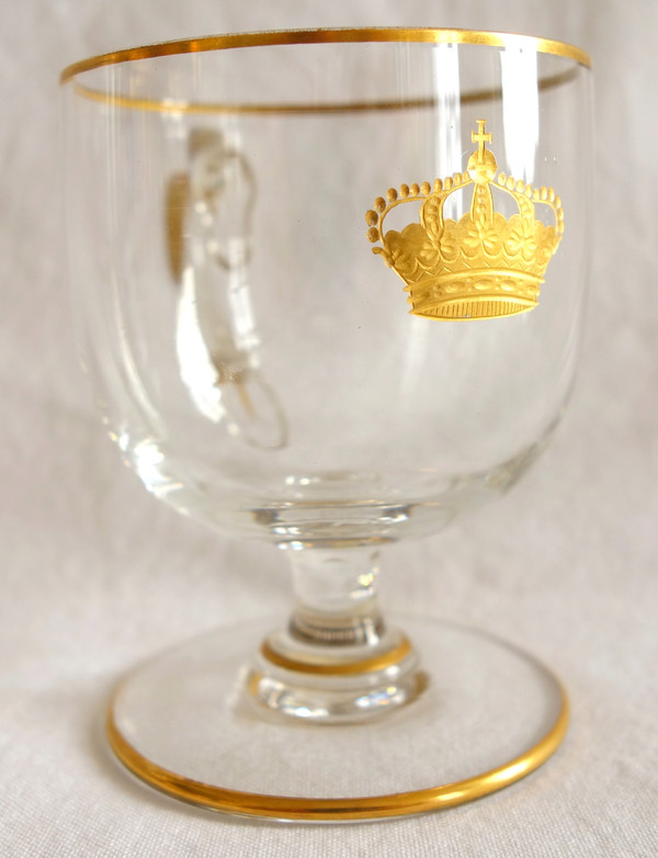 6-piece glassware set in engraved & gilded Baccarat crystal, royal crown, paper label