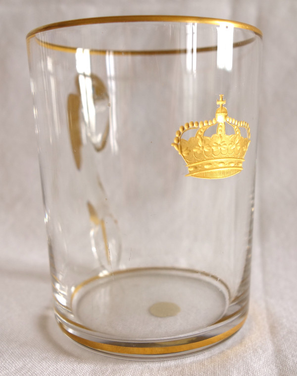 6-piece glassware set in engraved & gilded Baccarat crystal, royal crown, paper label
