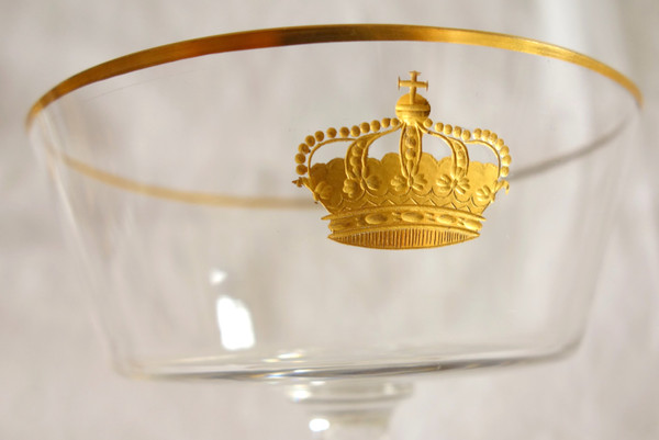 6-piece glassware set in engraved & gilded Baccarat crystal, royal crown, paper label