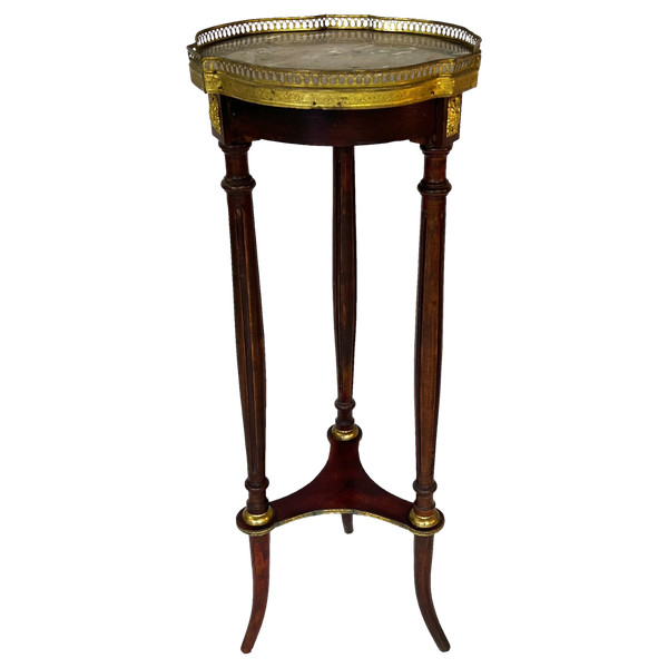 Sellette haute de style Louis XVI, acajou, marbre et laiton. Epoque Napoléon