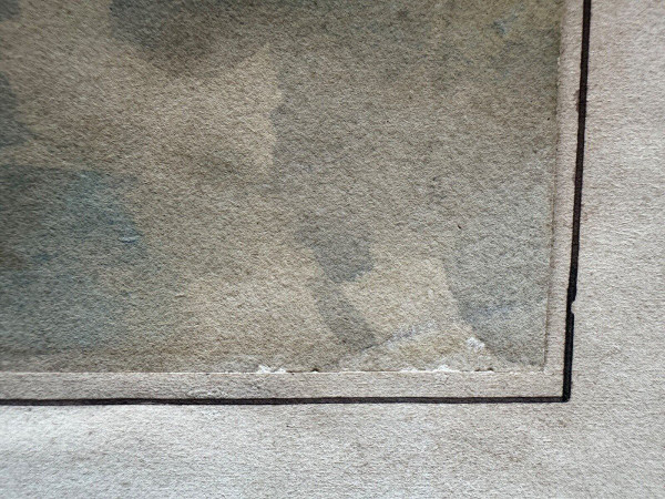 Aquarelle sur papier XIXe par Frédéric Legrip représentant un bord de canal
