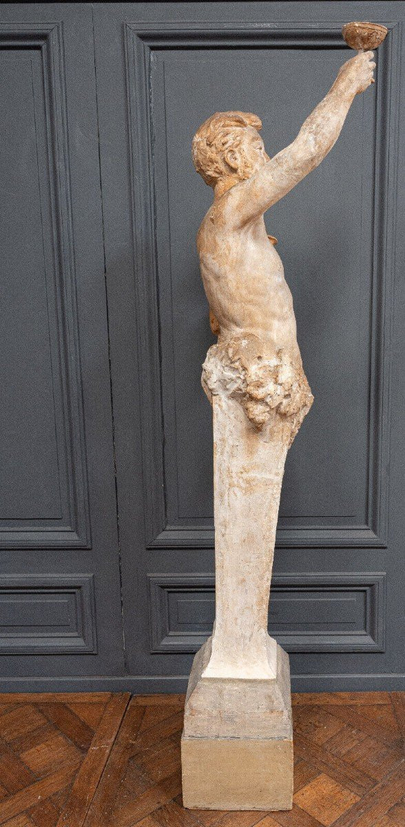 Anthropomorphe Gipsstatue Bacchus von Filleul, Anfang des 20. Jahrhunderts, 200 cm