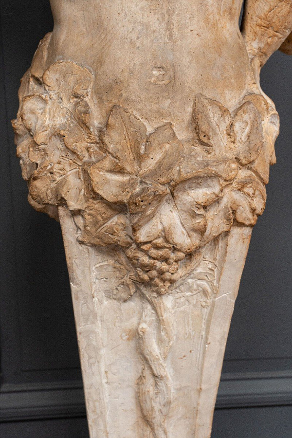 Anthropomorphe Gipsstatue Bacchus von Filleul, Anfang des 20. Jahrhunderts, 200 cm