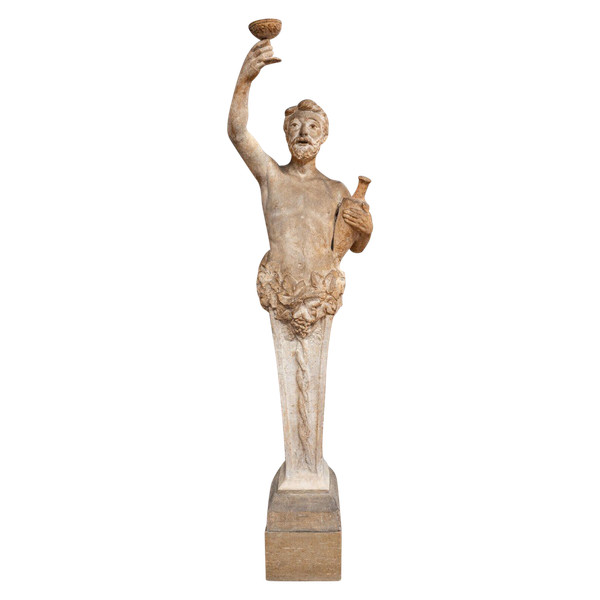 Anthropomorphe Gipsstatue Bacchus von Filleul, Anfang des 20. Jahrhunderts, 200 cm