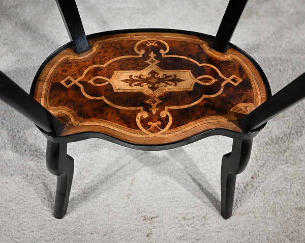Tavolino Rognon in Intarsio di Legno Pregiato, Periodo Napoleone III - Metà del XIX Secolo