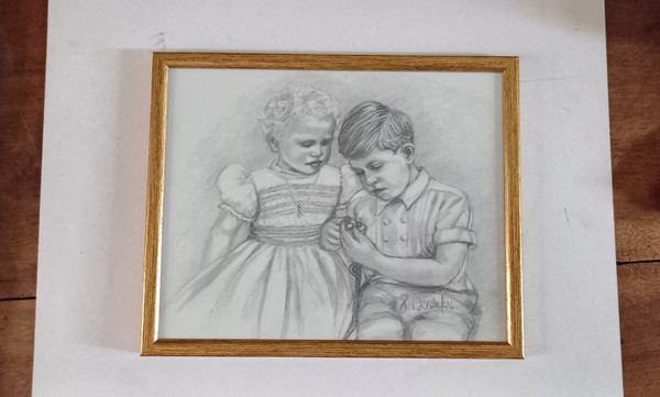 Portrait of Prince Charles and Princess Anne in 1952