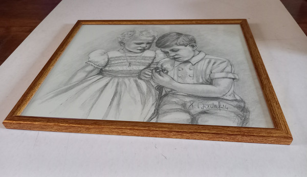 Portrait of Prince Charles and Princess Anne in 1952