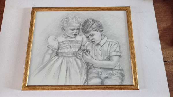Portrait of Prince Charles and Princess Anne in 1952