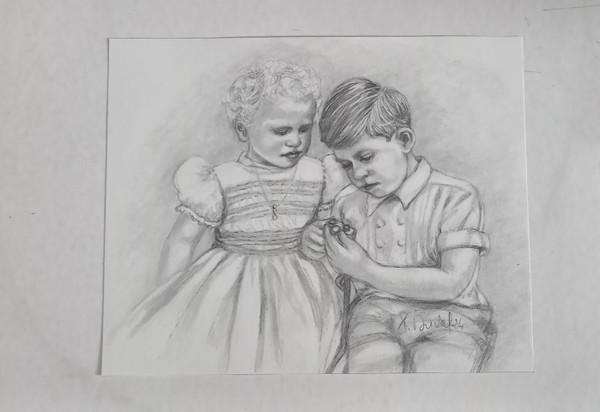 Portrait of Prince Charles and Princess Anne in 1952