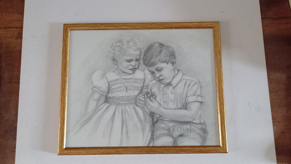 Portrait of Prince Charles and Princess Anne in 1952
