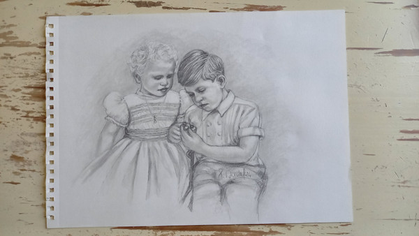 Portrait of Prince Charles and Princess Anne in 1952
