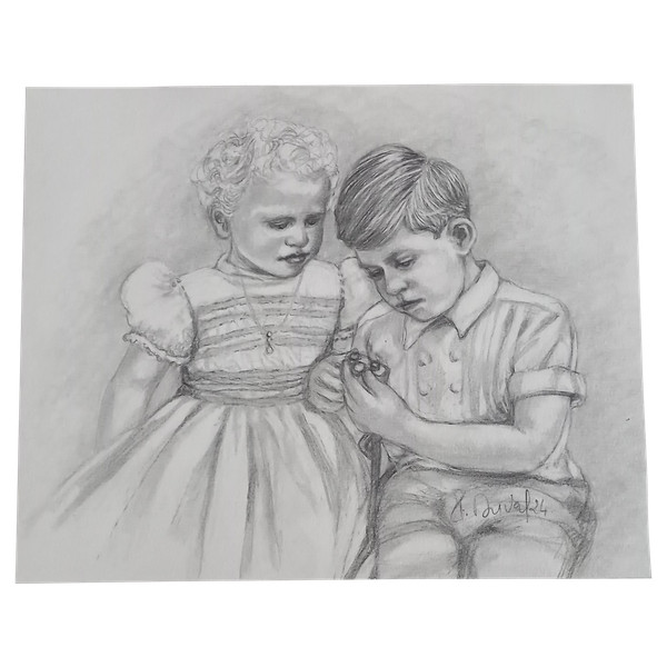 Portrait of Prince Charles and Princess Anne in 1952