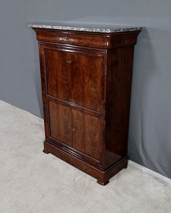 Piccolo Secretaire in Radica di Mogano, Periodo Restauro - Inizio XIX Secolo