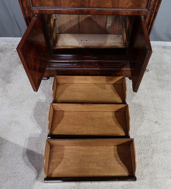 Piccolo Secretaire in Radica di Mogano, Periodo Restauro - Inizio XIX Secolo