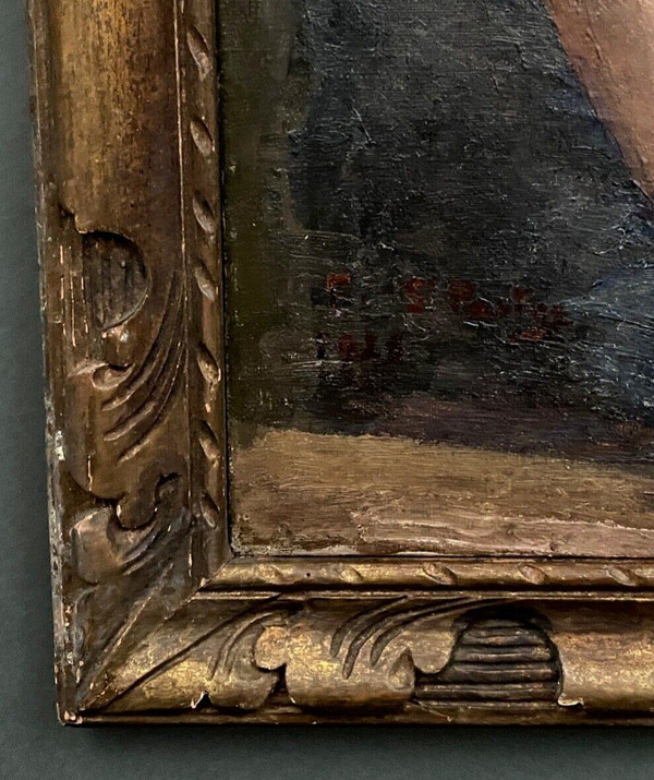 Öl auf Leinwand zwei Arbeiter bei der Arbeit 1930 von F. Saint Pasty