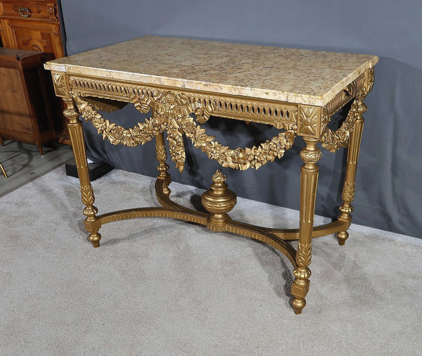Table Console en Bois Doré , style Louis XVI - 2ème partie XIXe