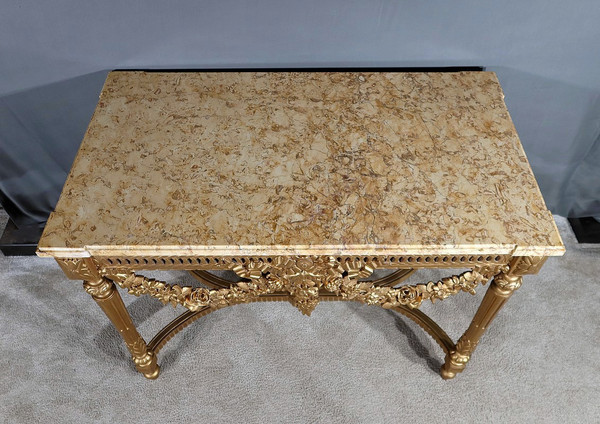 Table Console en Bois Doré , style Louis XVI - 2ème partie XIXe