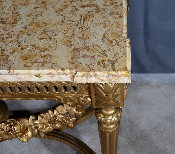 Table Console en Bois Doré , style Louis XVI - 2ème partie XIXe