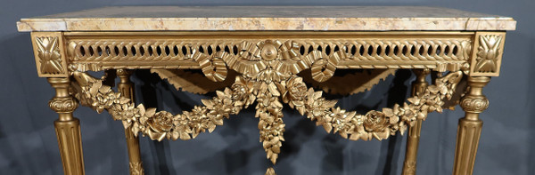 Table Console en Bois Doré , style Louis XVI - 2ème partie XIXe