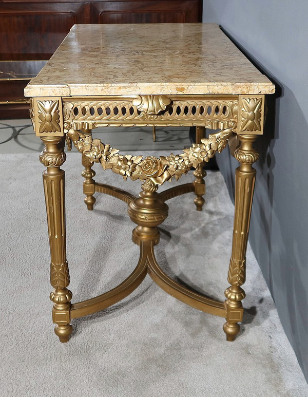 Table Console en Bois Doré , style Louis XVI - 2ème partie XIXe