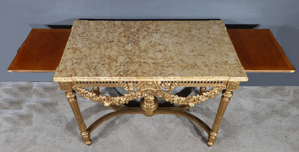 Table Console en Bois Doré , style Louis XVI - 2ème partie XIXe