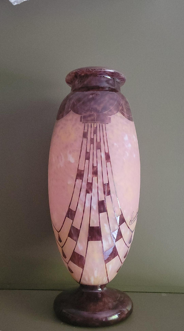 vase lépoque art déco e verre français/charder par Schneider modèle collier  1927/1928