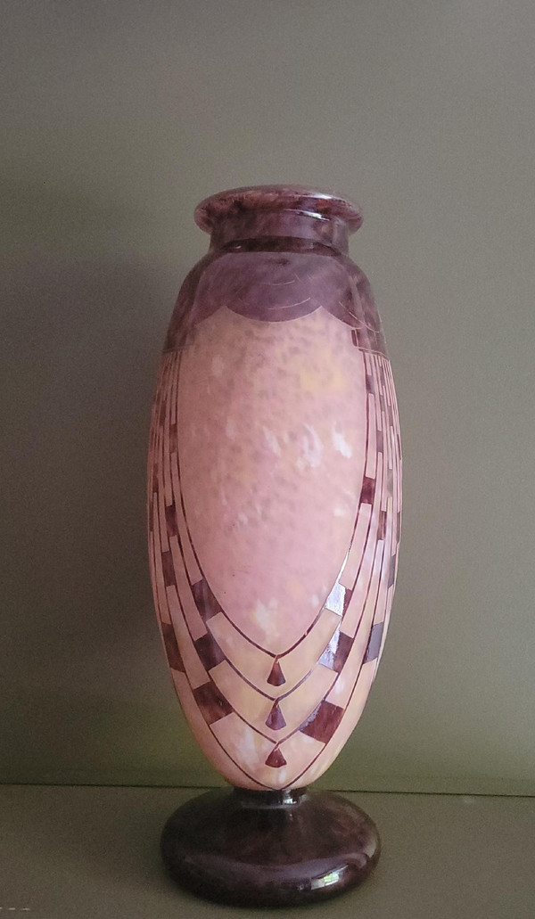 vase lépoque art déco e verre français/charder par Schneider modèle collier  1927/1928