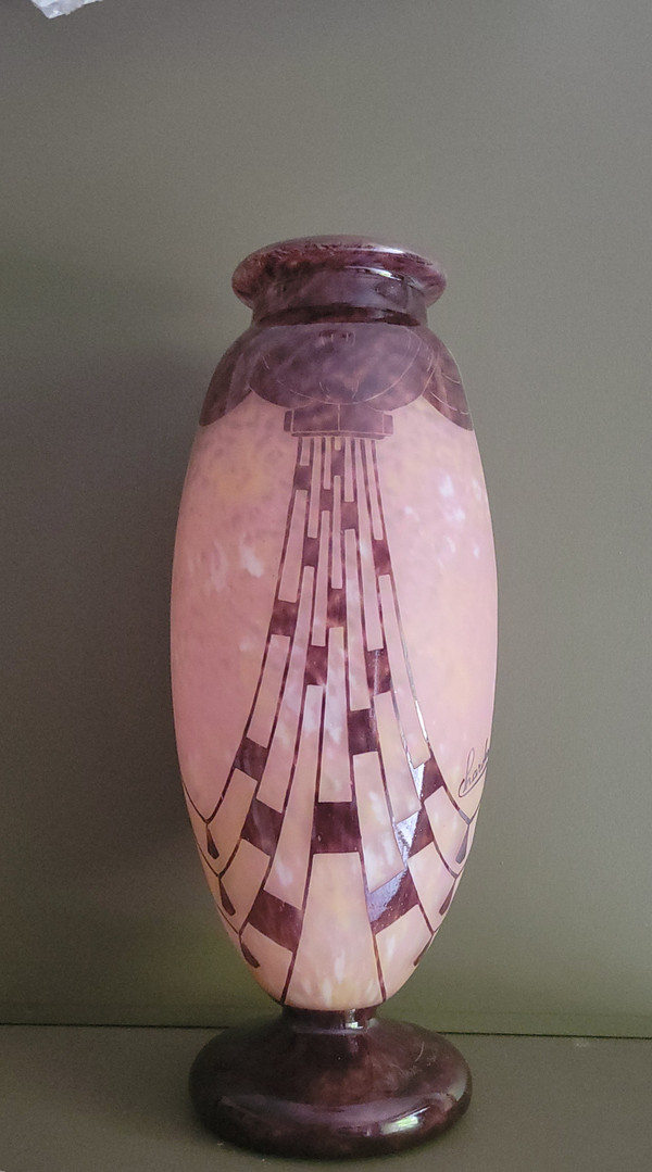 vase lépoque art déco e verre français/charder par Schneider modèle collier  1927/1928