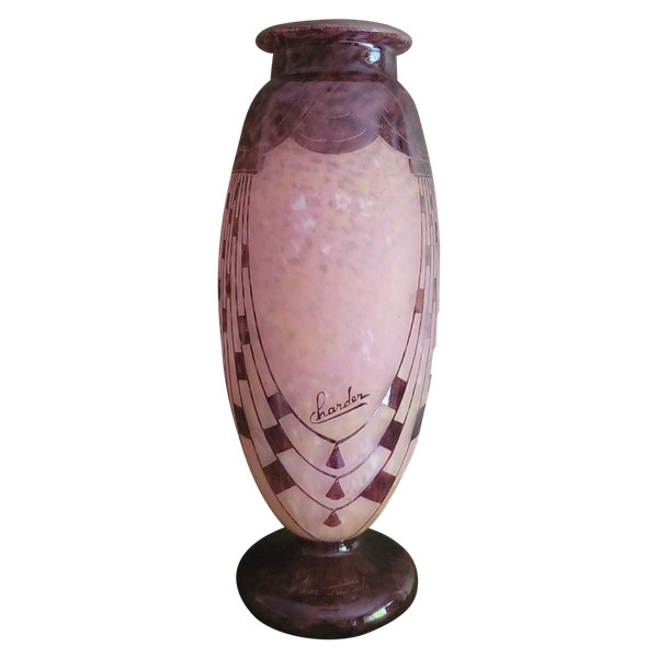vase lépoque art déco e verre français/charder par Schneider modèle collier  1927/1928