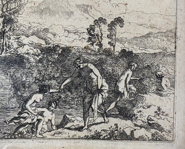Gravure Christian Dietricy Wilhelm Ernst Dietrich femmes au bain 1744