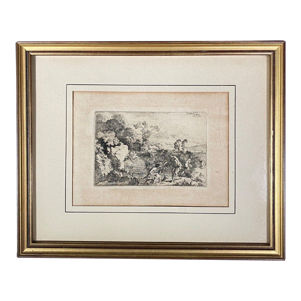 Gravure Christian Dietricy Wilhelm Ernst Dietrich femmes au bain 1744
