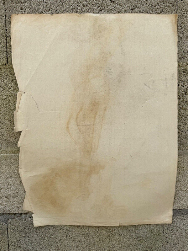 Academic nude by Berger dit Lheureux Biloul charcoal Beaux-Arts XXth century