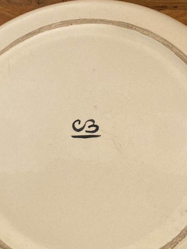 Iznik dish with caravel decoration, mid-20th century, marked CB