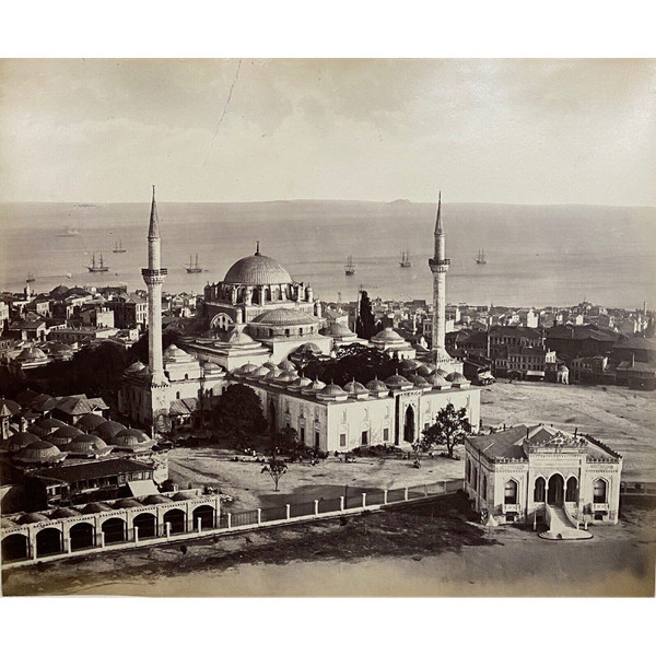 Foto Konstantinopel Bayazel-Moschee 19. Jahrhundert Albumin Karton kaschiert