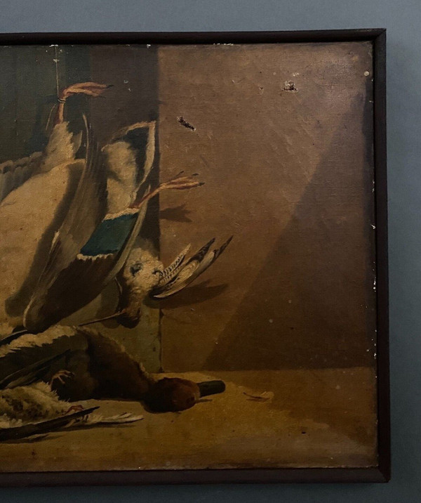 Öl auf Leinwand Stillleben Rückkehr von der Jagd Federwild 1908