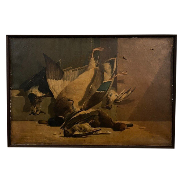 Öl auf Leinwand Stillleben Rückkehr von der Jagd Federwild 1908