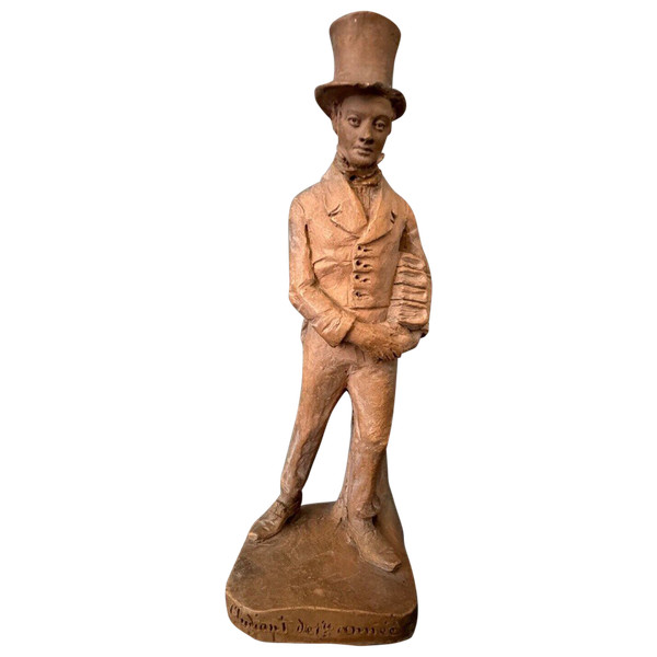 Terracotta firmata L. Desborde XIX secolo Uno studente del 1° anno