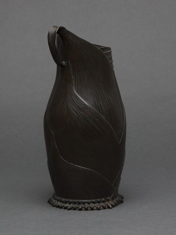 Bronzekrug Japan Schokoladenpatina Frosch in Rundform XIX.